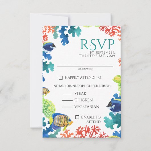 水族館カラフルの食の選択肢 出欠カード (正面)