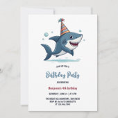 水族館キッズパーティーかわいいサメ誕生日 招待状 (正面)