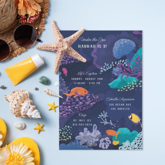 水族館キッドの誕生日パーティーの下 招待状