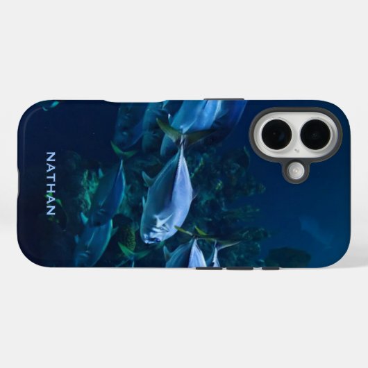 水族館クール魚ダークウォーターパーソナライズされた Case-Mate iPhoneケース (裏面 (横))