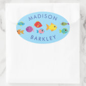 水族館フィッシュかわいいキッドの封筒用シールシール 楕円形シール (バッグ)