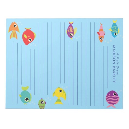 水族館フィッシュかわいいキッドの文房具 ノートパッド (正面)