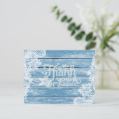 水族館ブルーの木とレースのウェディング感謝メッセージカード ポストカード (スタンド正面)