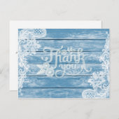 水族館ブルーの木とレースのウェディング感謝メッセージカード ポストカード (正面/裏面)