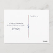 水族館ブルーの木とレースのウェディング感謝メッセージカード ポストカード (裏面)