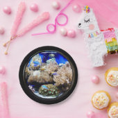 水族館熱帯魚サンゴ塩水色ブルーブラック ペーパープレート (パーティー)