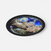 水族館熱帯魚サンゴ塩水色ブルーブラック ペーパープレート (アングル)