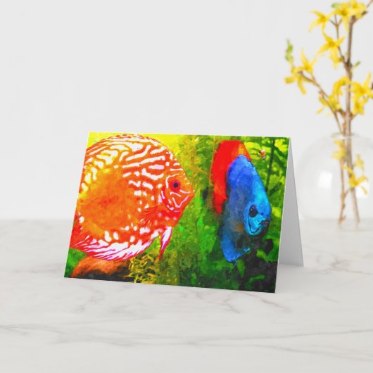 水族館魚すべての行事グリーティングカード カード (黄色い花)