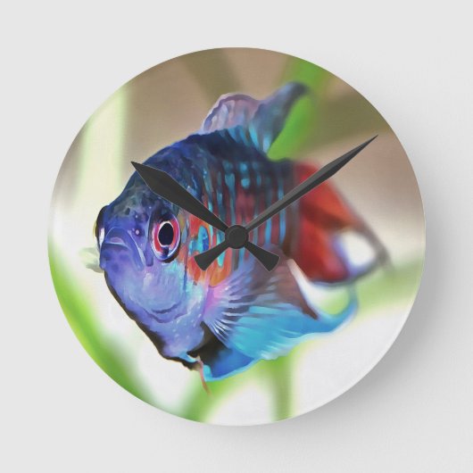 水族館魚 ラウンド壁時計 (正面)