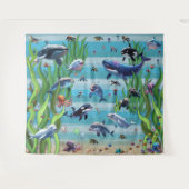 水族館3パーティー背景ウォールタペストリー タペストリー (正面(横))