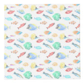 水族館 – 水彩魚の模様 –  フォトキューブ (正面)