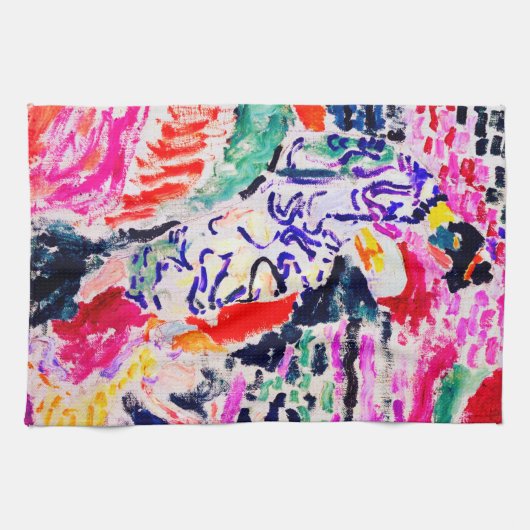 水日本ののそばの女性、マティス キッチンタオル (横)