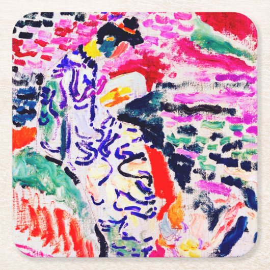 水日本ののそばの女性、マティス スクエアペーパーコースター (正面)