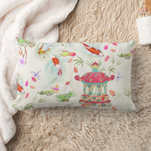 水日本の園オンアイボリー枕 ランバークッション (ブランケット)