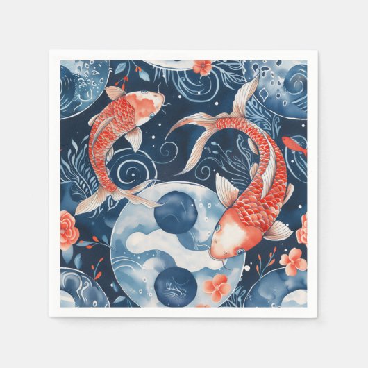水日本の色の魚 スタンダードカクテルナプキン (正面)