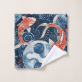 水日本の色の魚 バスタオルセット (ウォッシュタオル)