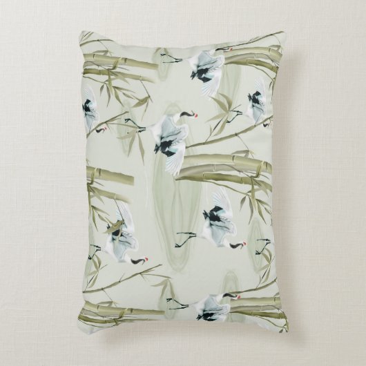 水日本の色アジアアート竹鳥模様 アクセントクッション (正面(垂直))