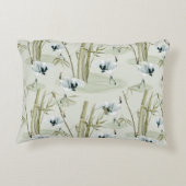 水日本の色アジアアート竹鳥模様 アクセントクッション (裏面)