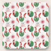 水日本の色アートコイフィッシュロータスリリパッド コースター (正面)