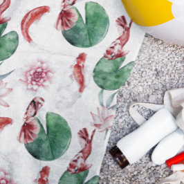 水日本の色アートコイフィッシュロータスリリパッド ビーチタオル