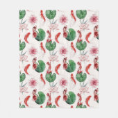 水日本の色アートコイフィッシュロータスリリパッド フリースブランケット (正面)