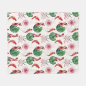 水日本の色アートコイフィッシュロータスリリパッド フリースブランケット (正面(横))