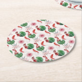 水日本の色アートコイフィッシュロータスリリパッド ラウンドペーパーコースター (アングル)