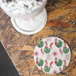 水日本の色アートコイフィッシュロータスリリパッド ラウンドペーパーコースター