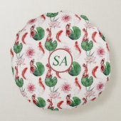 水日本の色アートコイ魚蓮ゆりパッドRo ラウンドクッション (裏面)