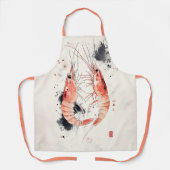 水日本の色エビの書道 エプロン (正面)
