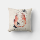 水日本の色エビの書道 クッション (正面)