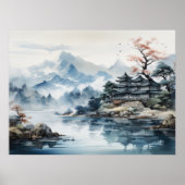 水日本の色ランドスケープマウンテンレイク ポスター (正面)