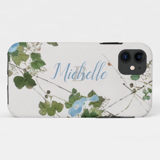 水日本の色植物青い花 Case-Mate iPhoneケース (裏面(横))