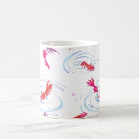 水日本の色絵画コイ コーヒーマグカップ (中央)
