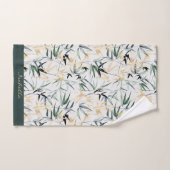 水日本の色緑金ゴールド竹パターン バスタオルセット (ハンドタオル)