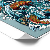 水日本の龍。イラストレーション ポスター (角)