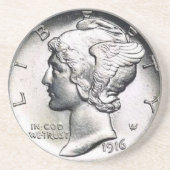 水星のダイムのお金のコースター コースター (正面)