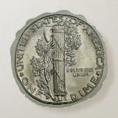 水星のダイムの硬貨 ラウンドクッション (裏面)