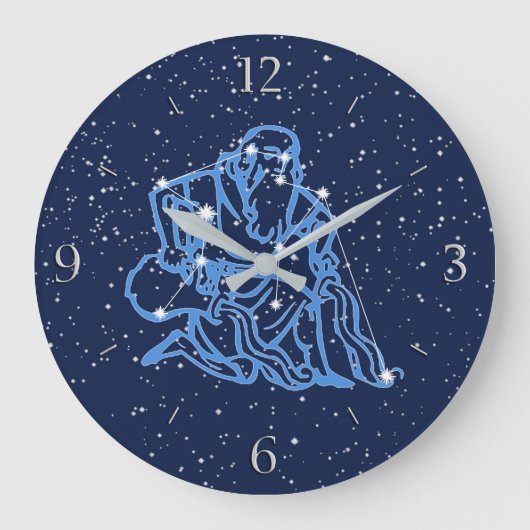 水星座と〔占星術の〕十二宮図の星座 ラージ壁時計 (正面)