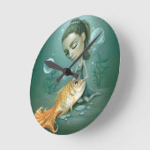 水時計からの魚 ラウンド壁時計 (傾斜)