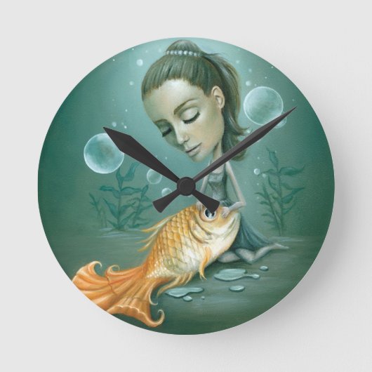 水時計からの魚 ラウンド壁時計 (正面)
