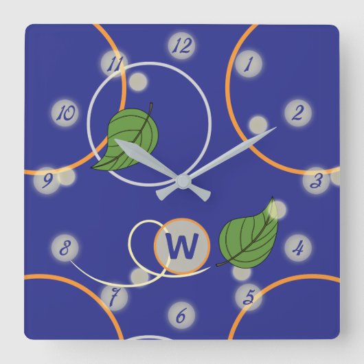 水時計に蛍 スクエア壁時計 (正面)