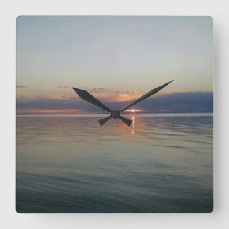 水時計上の日没 スクエア壁時計