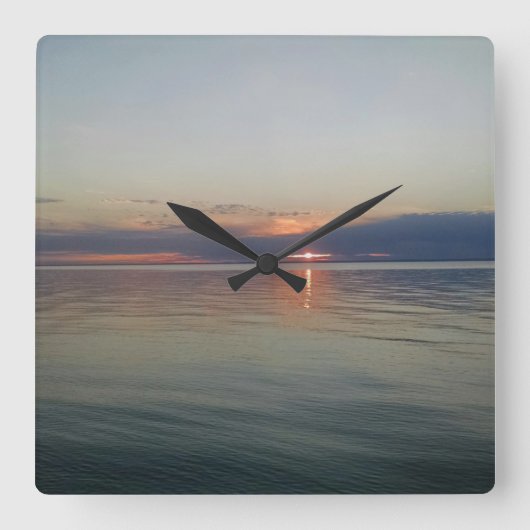 水時計上の日没 スクエア壁時計 (正面)