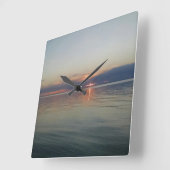 水時計上の日没 スクエア壁時計 (傾斜)