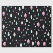 水晶および宝石用原石パターン ラッピングペーパー (フラット)