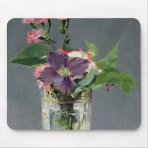 水晶つぼのManet  のピンクそしてクレマチス、1882年 マウスパッド
