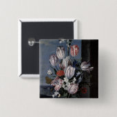 水晶つぼ1652年の花 缶バッジ (正面&裏面)