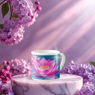 水晶に浮かぶピンクの蓮の花 エスプレッソカップ