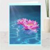 水晶に浮かぶピンクの蓮の花 カード (正面)